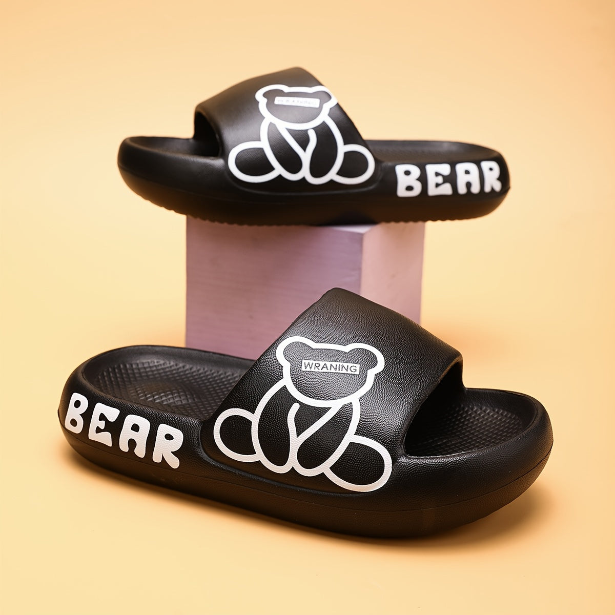 Kids' Cartoon Bear Slides Non-slip EVA Sandals for Beach Bathroom Boys Girls