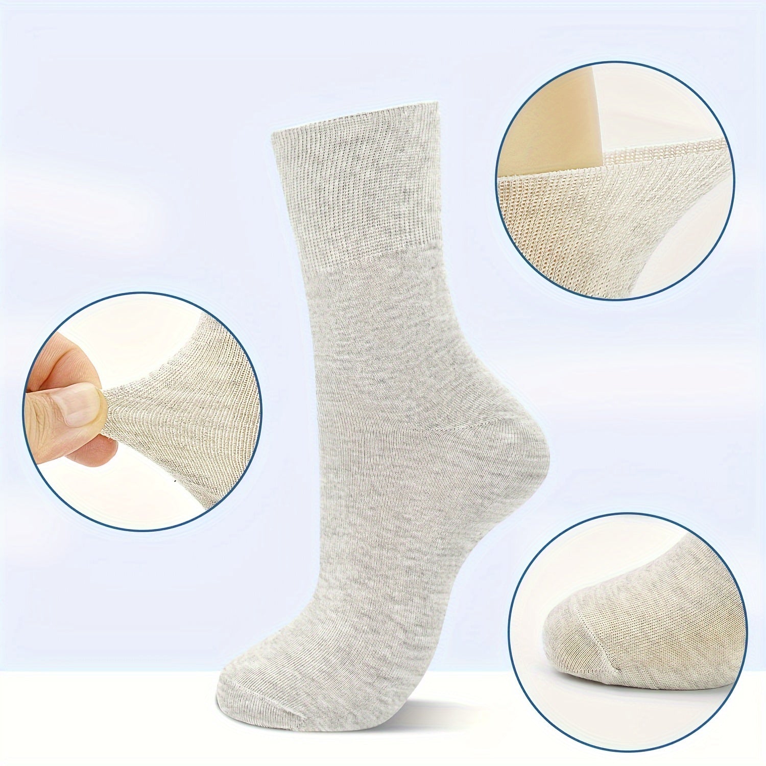 Мужские диабетические носки дышащие вязаные влагопоглощающие хлопковые смеси эластичные по размеру однотонные в упаковке из 6 пар