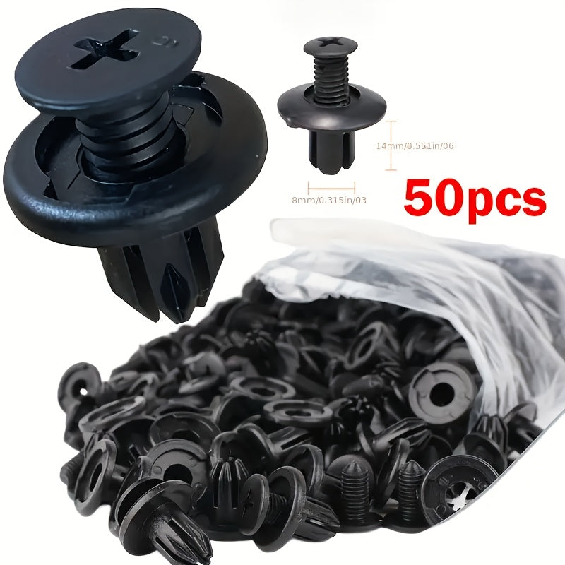 50pcs Black Plastic Rivet Fasteners for Car Door Trim 8mm Hole