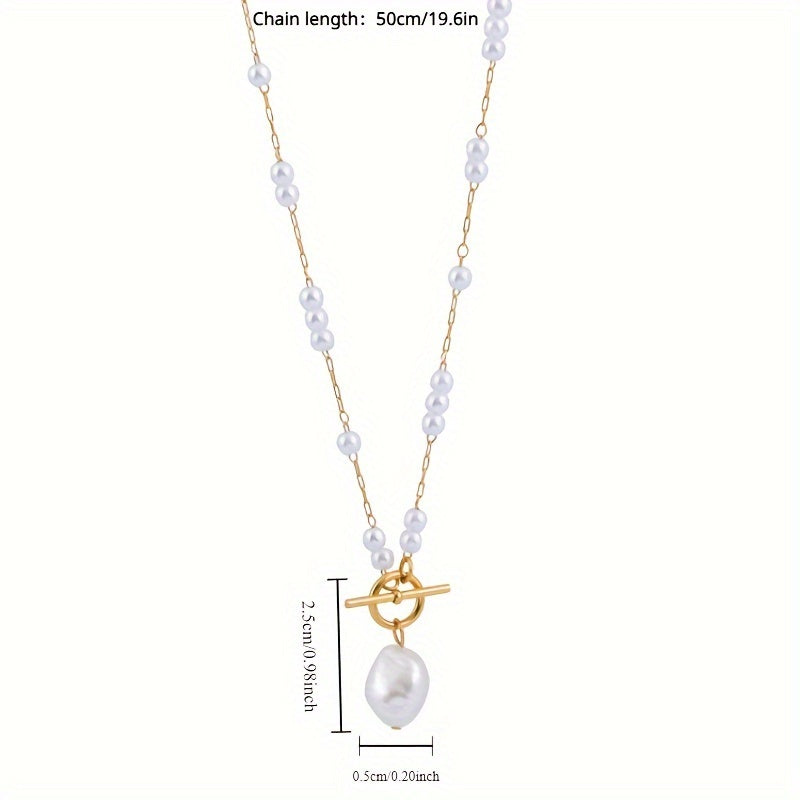 Elegant Baroque Freshwater Pearl Necklace for Women Long Simulation Pearl Chain