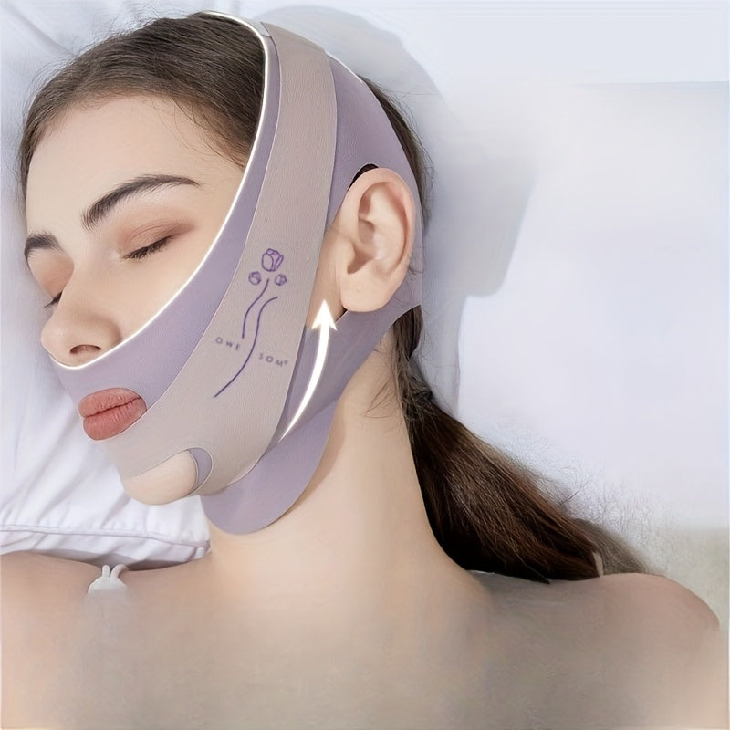V-Line Chin Up Mask with Graphene Jaw Exerciser for Slimming Face - Lilac