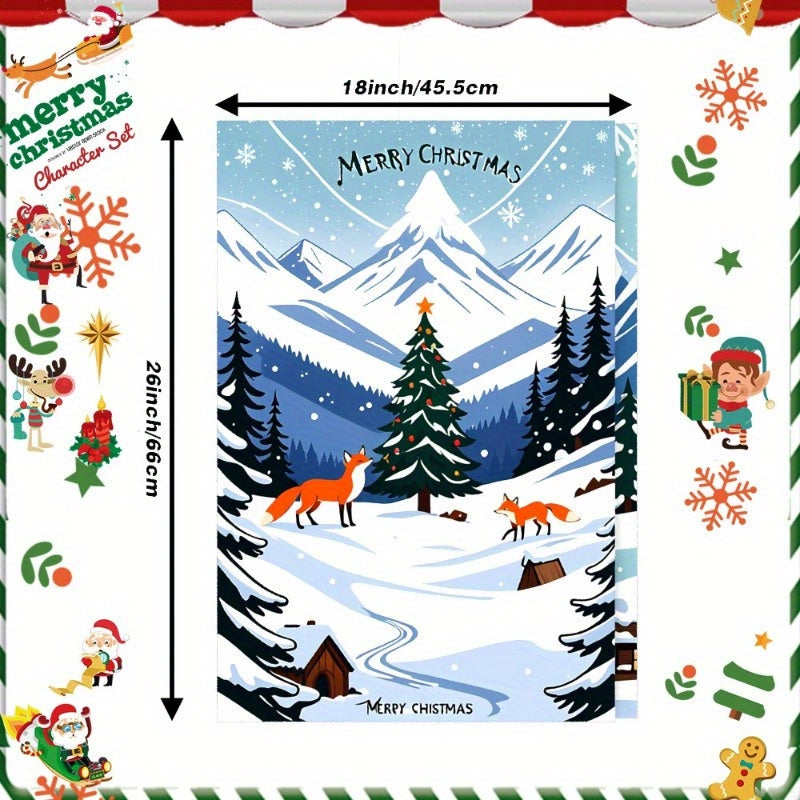 2 Pieces Winter Christmas Snowflake Snow Elk Wall Decor 18x66 cm