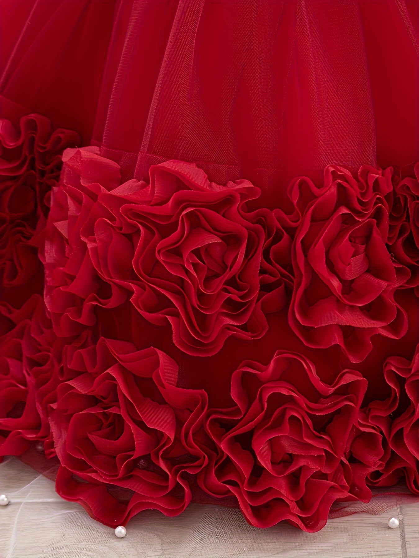 Girls Pink Princess Dress with Sequin Details Puff Sleeves Knee-Length for Pageants and Performances