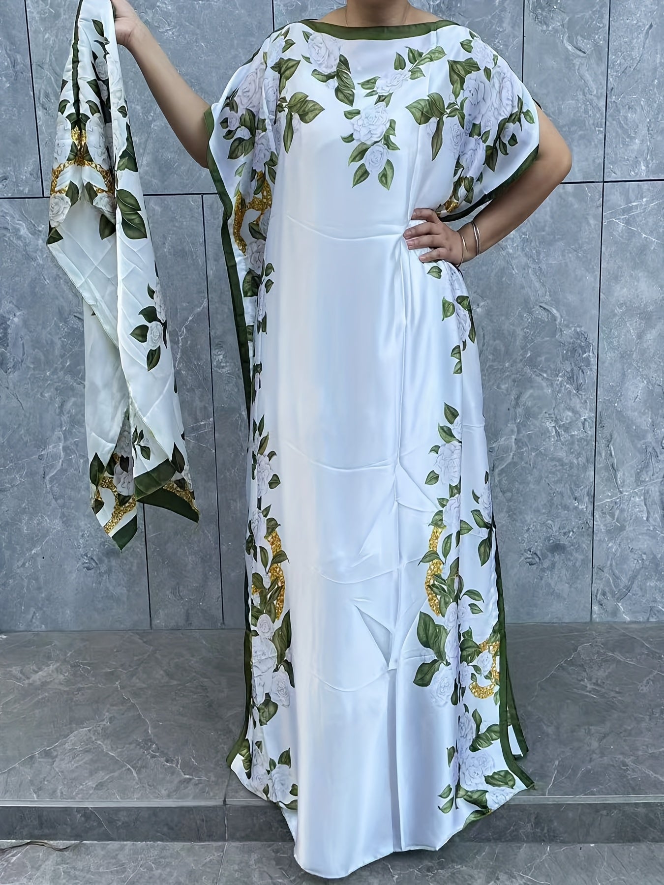 Plus Size Floral Print Longline Dress Breathable Boho Maxi for Women