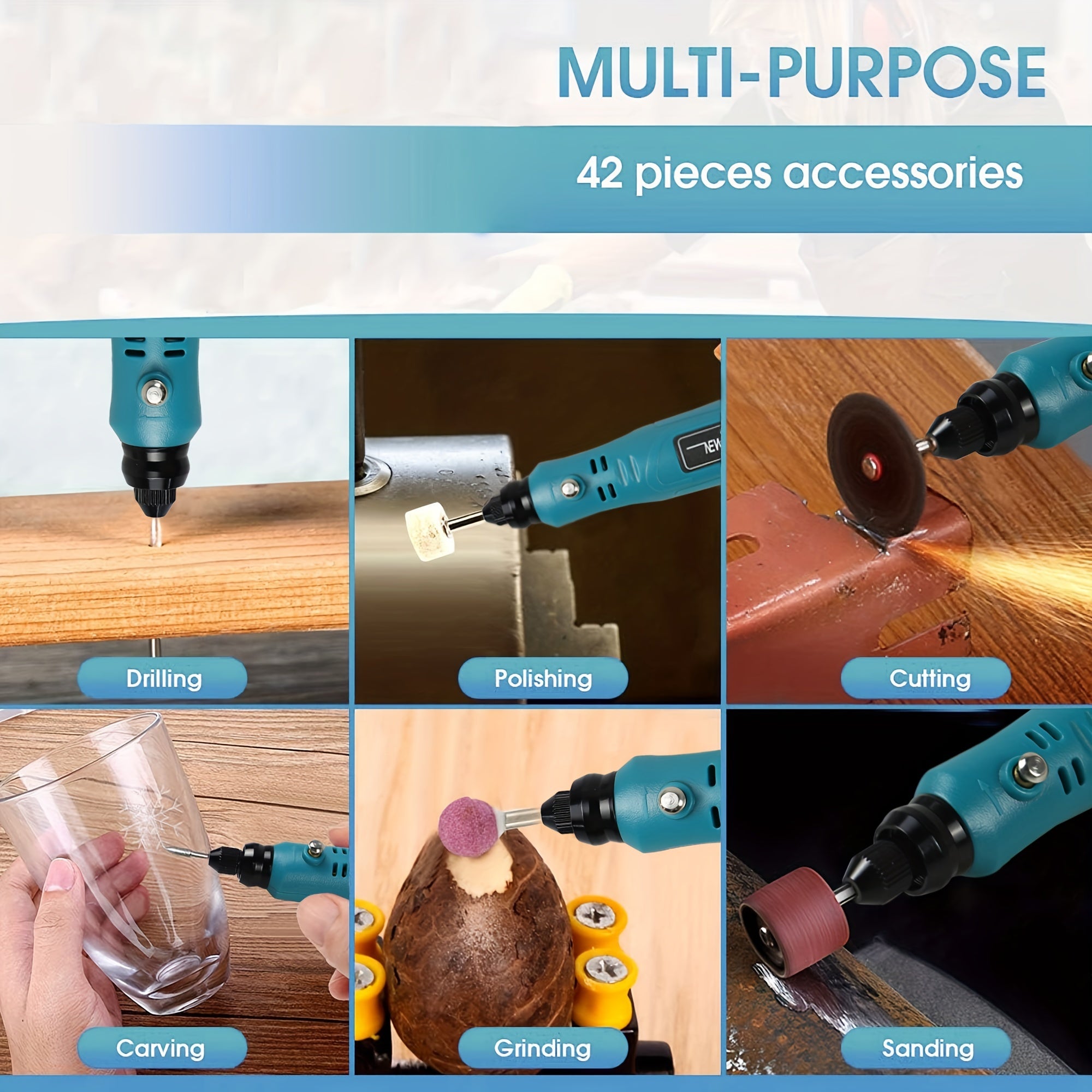 Cordless Rotary Tool 3.6V USB Rechargeable with 48 Accessories for Sanding Polishing Drilling and Engraving