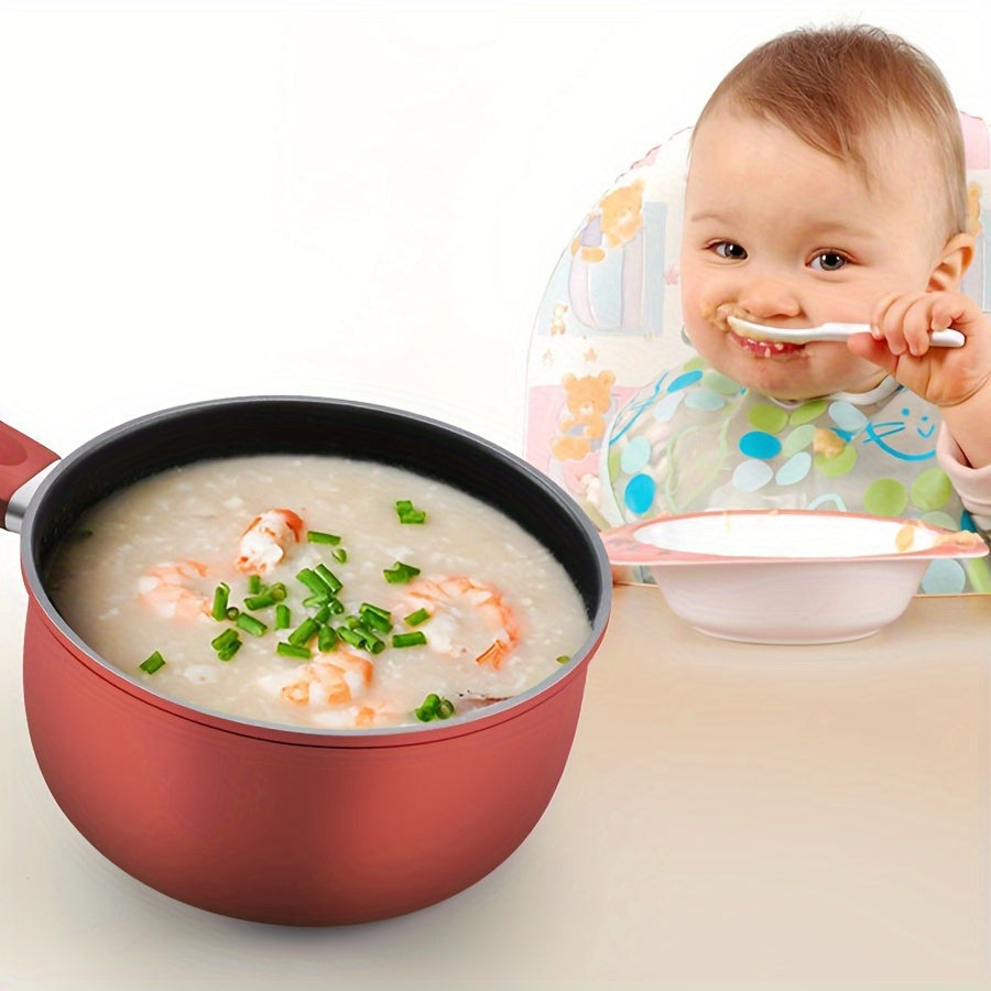 18cm Cast Iron Saucepan with Glass Lid Non-Stick Induction Compatible Cooking Pot