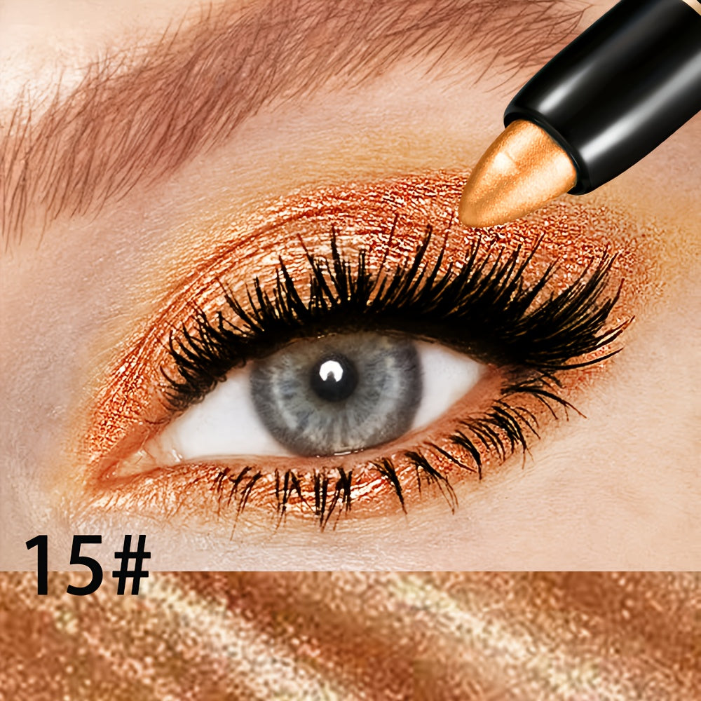 Women 15-Color Eyeshadow Stick Set Waterproof Glitter Shimmer Dual-Ended