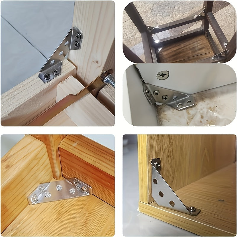 50 Pcs Heavy Duty Stainless Steel Corner Braces L-Shaped Furniture Brackets