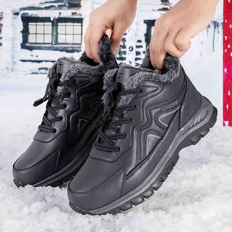 Women's Winter Slip-On PU Walking Shoes Black All-Season Comfort