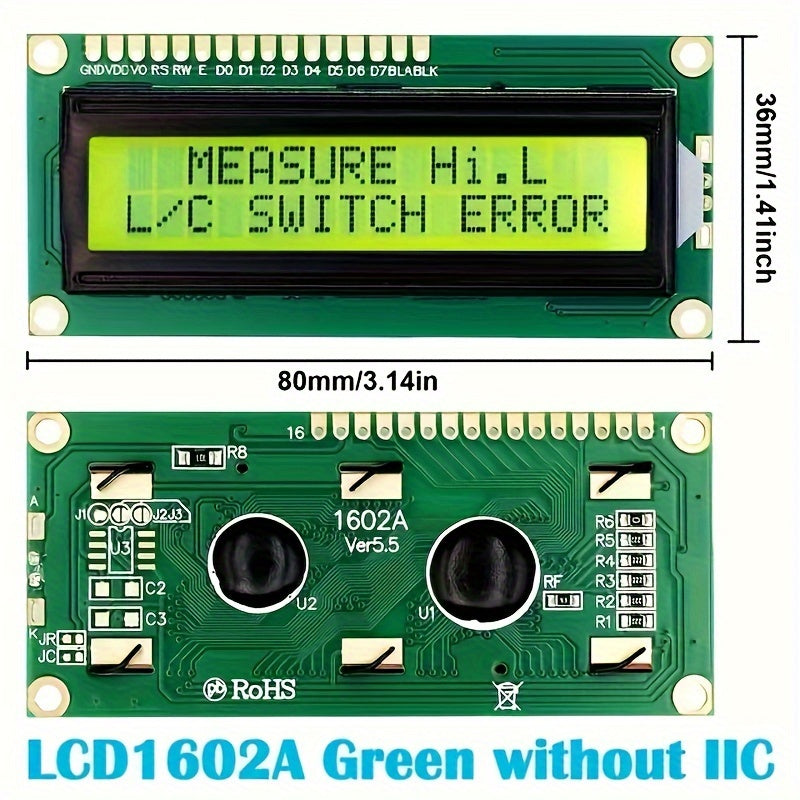 Módulo de pantalla retroiluminada LCD1602 Metal 16x2 I2C Azul Amarillo Verde