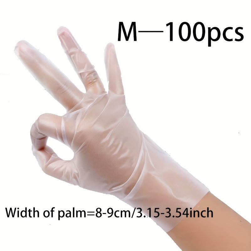 100 Pairs Disposable TPE Gloves Food Safe Powder-Free Transparent Household