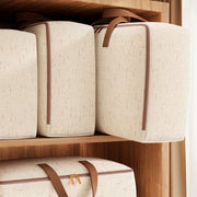 Gran bolsa de almacenamiento beige con asas y cremallera para ropa de cama y almohadas