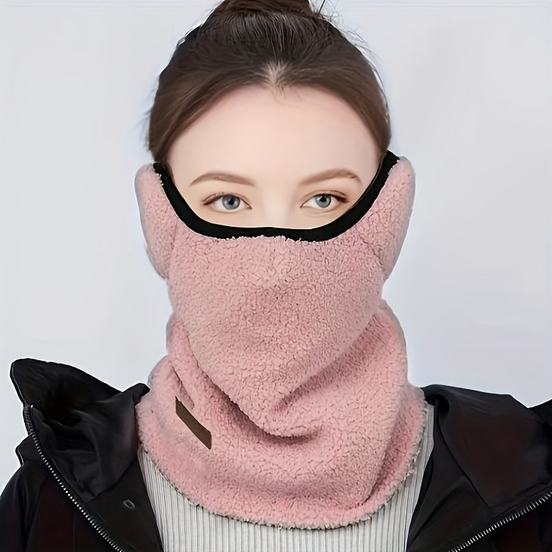 Women's Fleece Neck Gaiter Windproof Scarf Earflap Winter Warm Outdoor Cycling