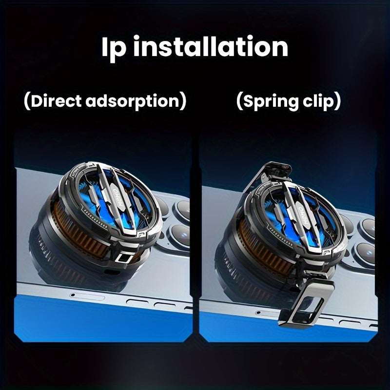 Small USB Phone Cooler for Android and Apple Devices with Clip and Magnetic Film Accessories