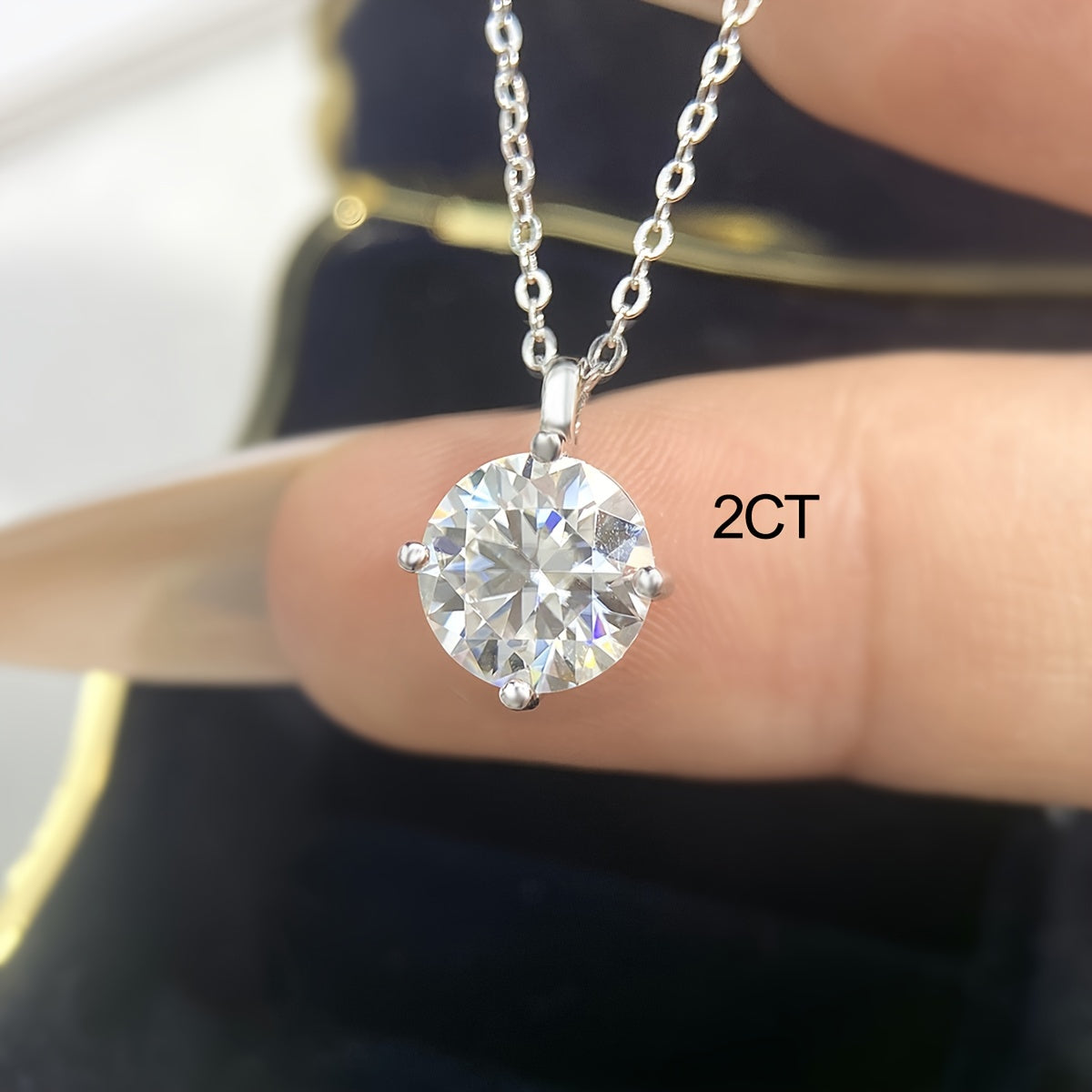 Sterling Silver Diamond Pendant Necklace 1/2/3 Carat Wedding Gift Jewelry