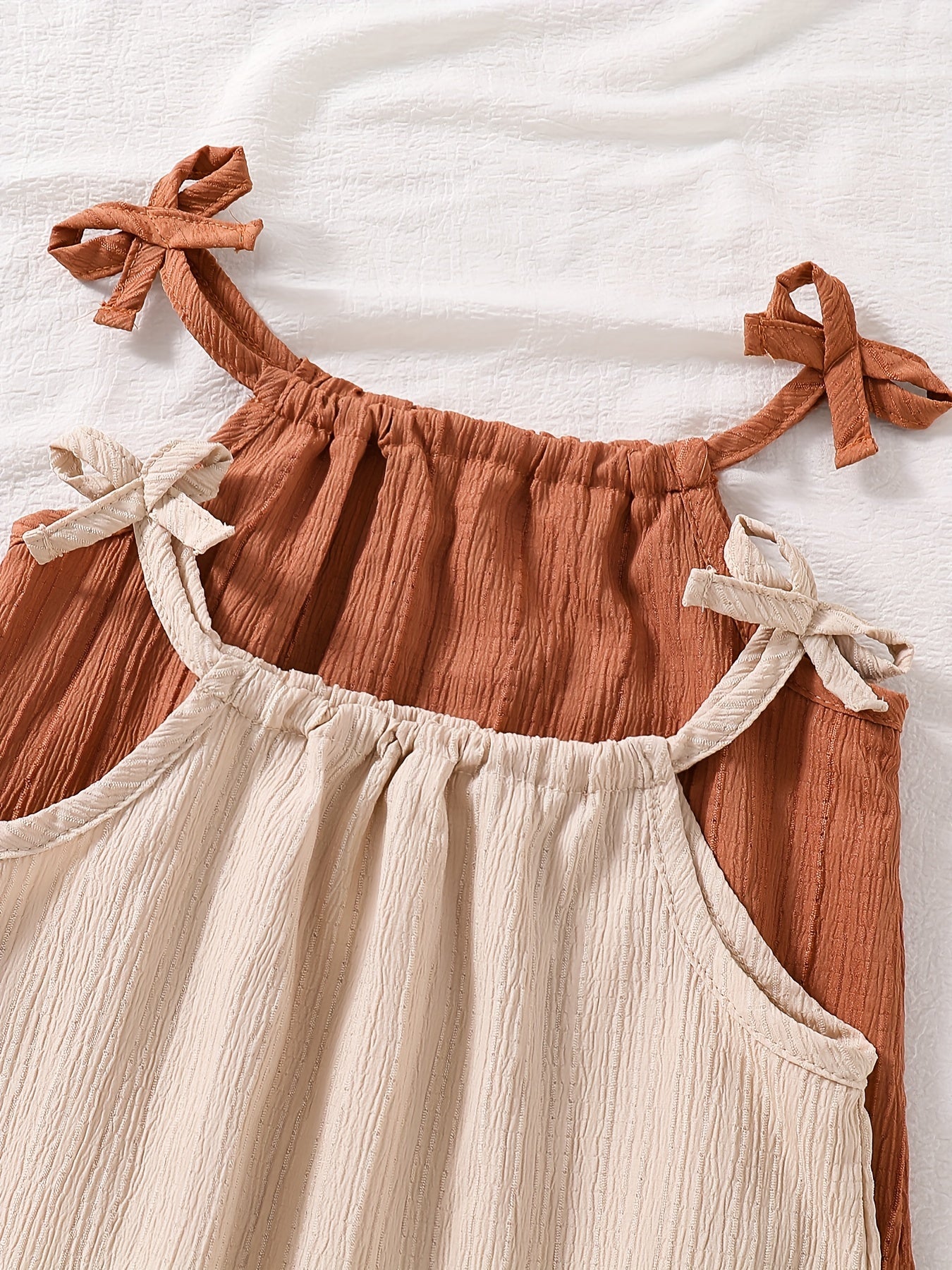 Girls' Summer Princess Dresses Set 2 Breathable Polyester Sleeveless Ruffle Hem for Parties Beach