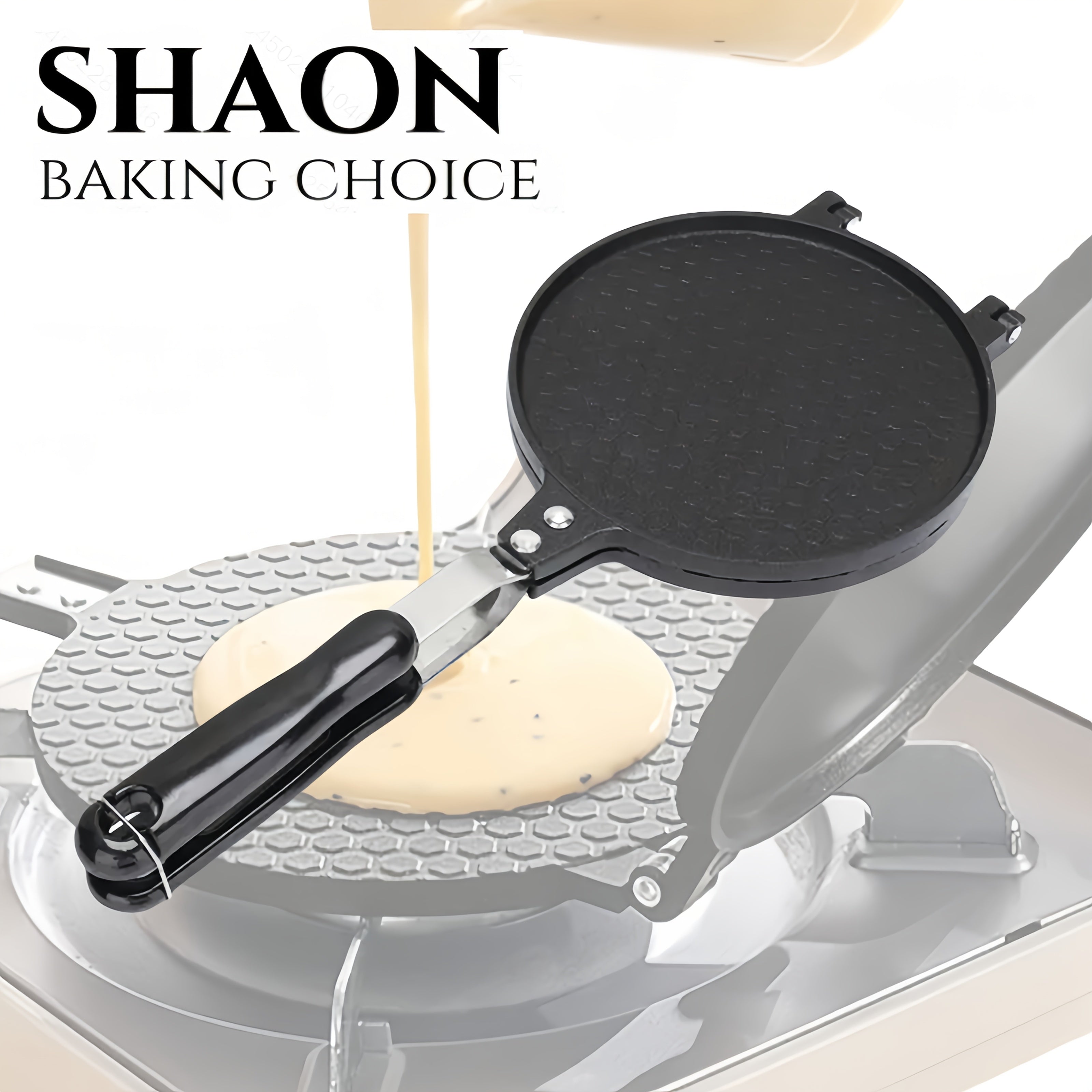 SHAON 1 dona Uzun Qo‘lqopli Non-Stick Waffle Pan - Chidamli, chizish va zangga qarshi ta'sir qiluvchi desert tayyorlovchi, DIY Muzqaymoq konuslari, vafli, tortlar uchun - Oson tozalanadi, Uy va tijorat oshxonalari uchun ideal