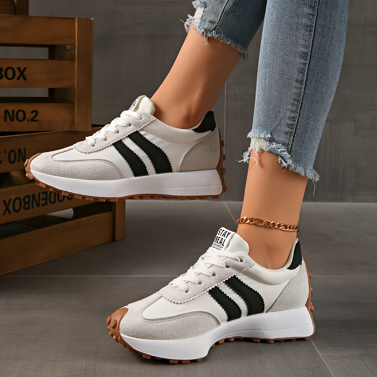 Women'S Retro Chunky Platform Sneakers Synthetic Cover Flannel Upper Brown Fabric Insole