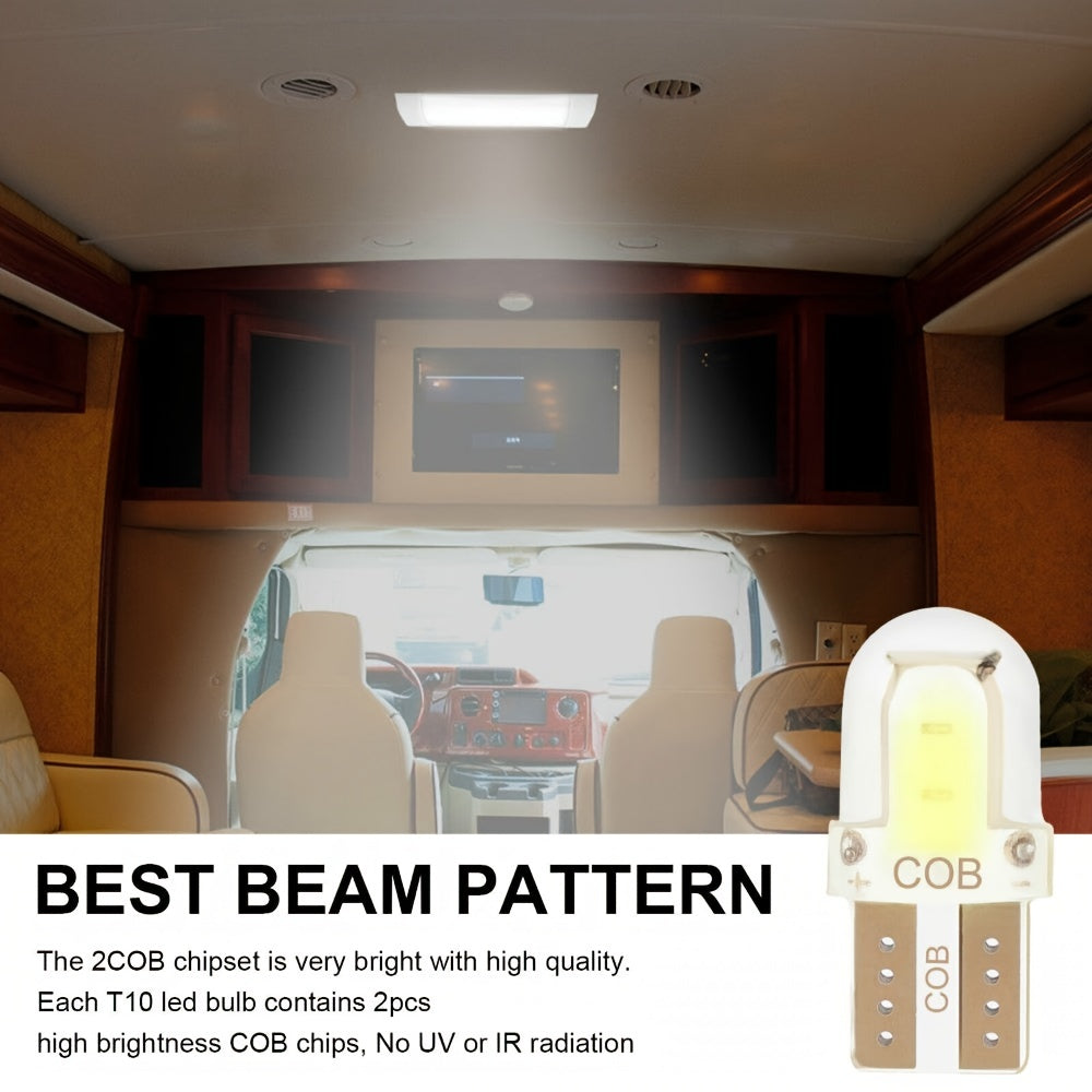 20 dona COB LED chiroqlari avtomobillar uchun, 6000K oq, 1W, ichki yoritish