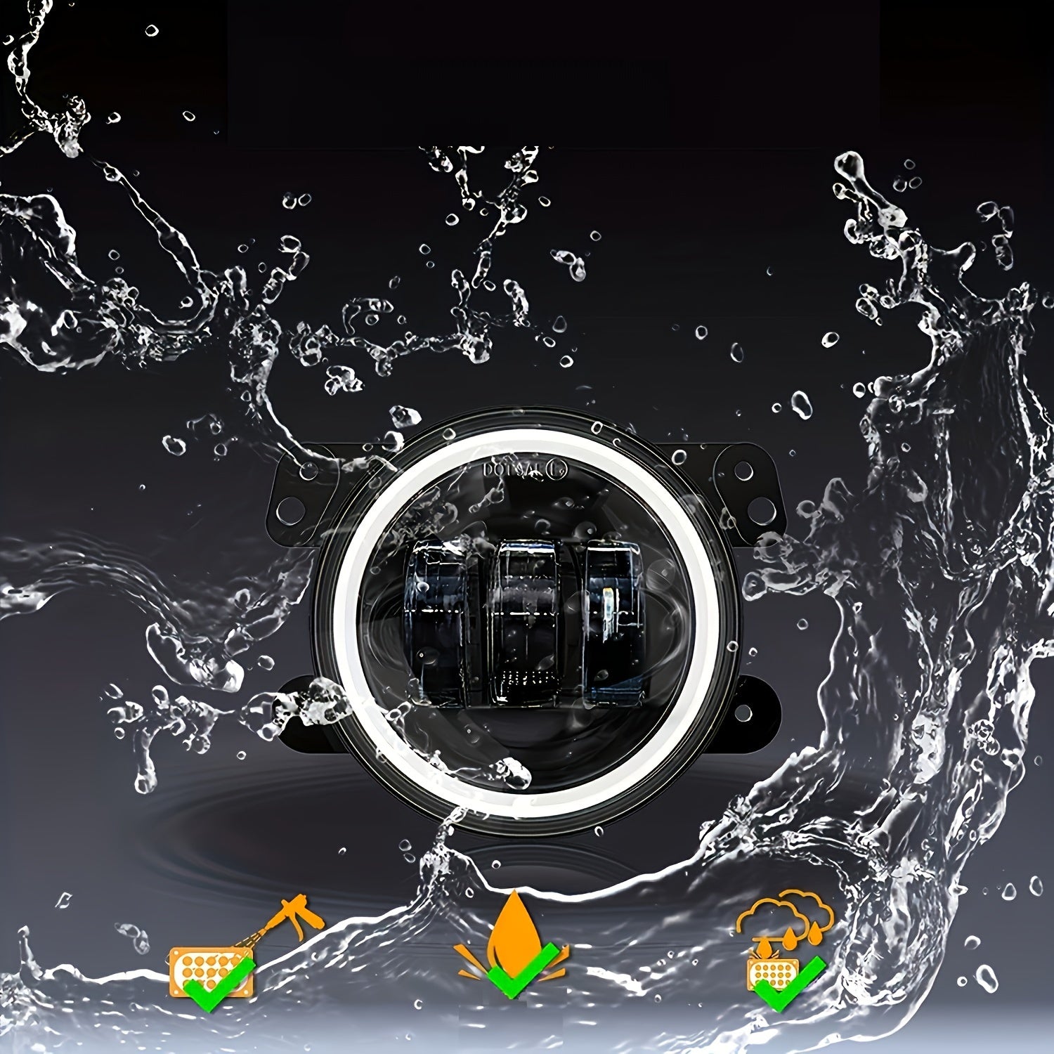 Jeep Wrangler uchun 2x 10.16 cm LED duman chiroqlari, 12V 24V 60W 6000LM