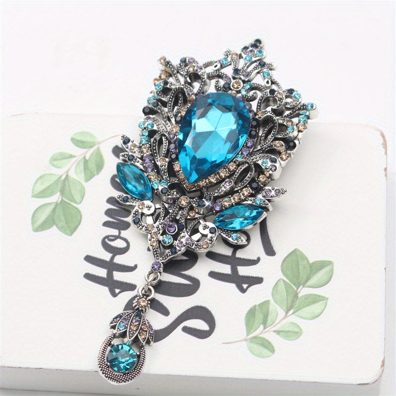Enamel Irregular Flower Shaped Rhinestone Brooch for Women Stylish Pin Jewelry Gift