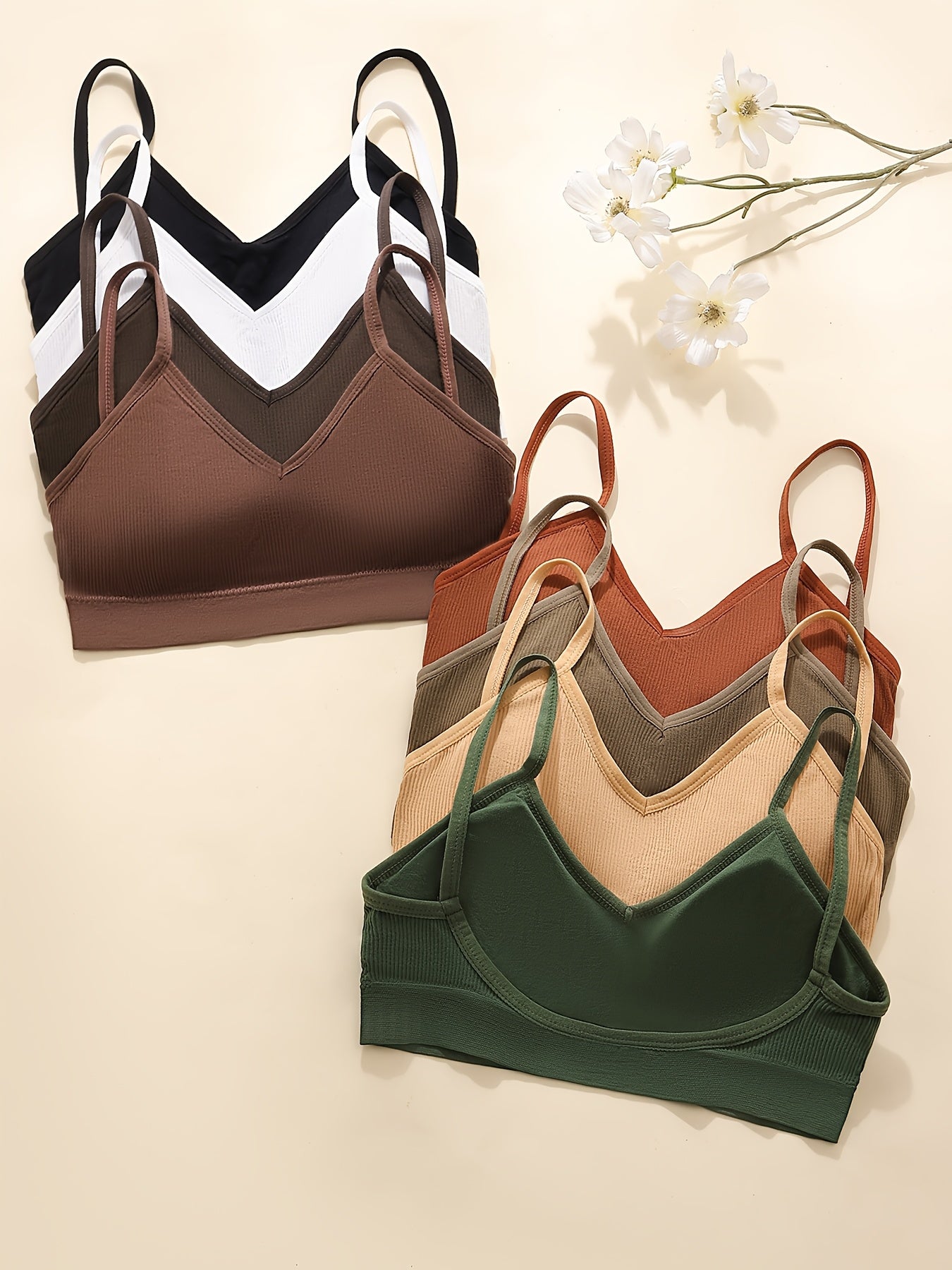 Sport va kundalik kiyim uchun 8 ta simsiz ribli Cami bras