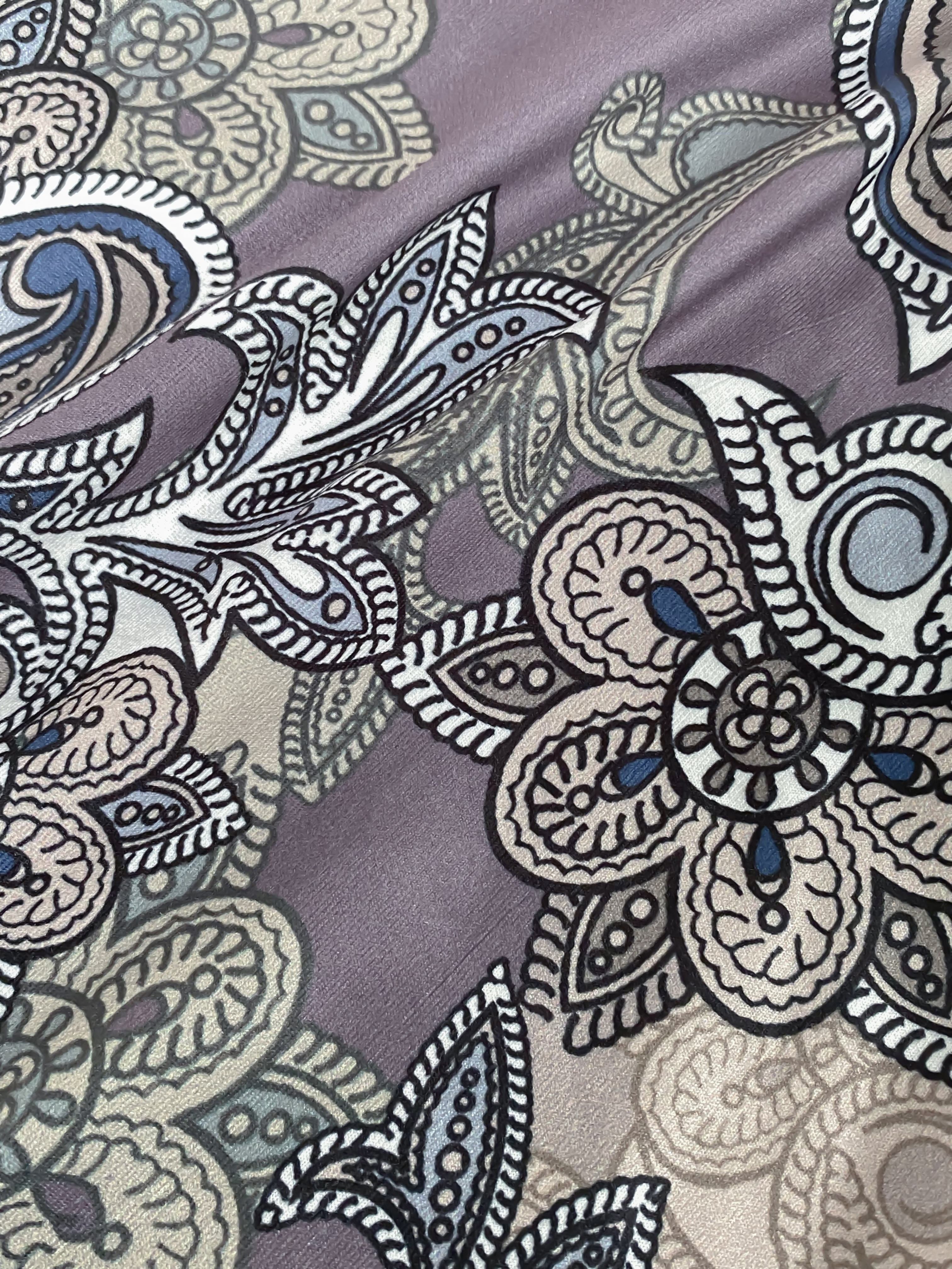 Women's Long Sleeve Paisley Print High Neck Polyester Blouse