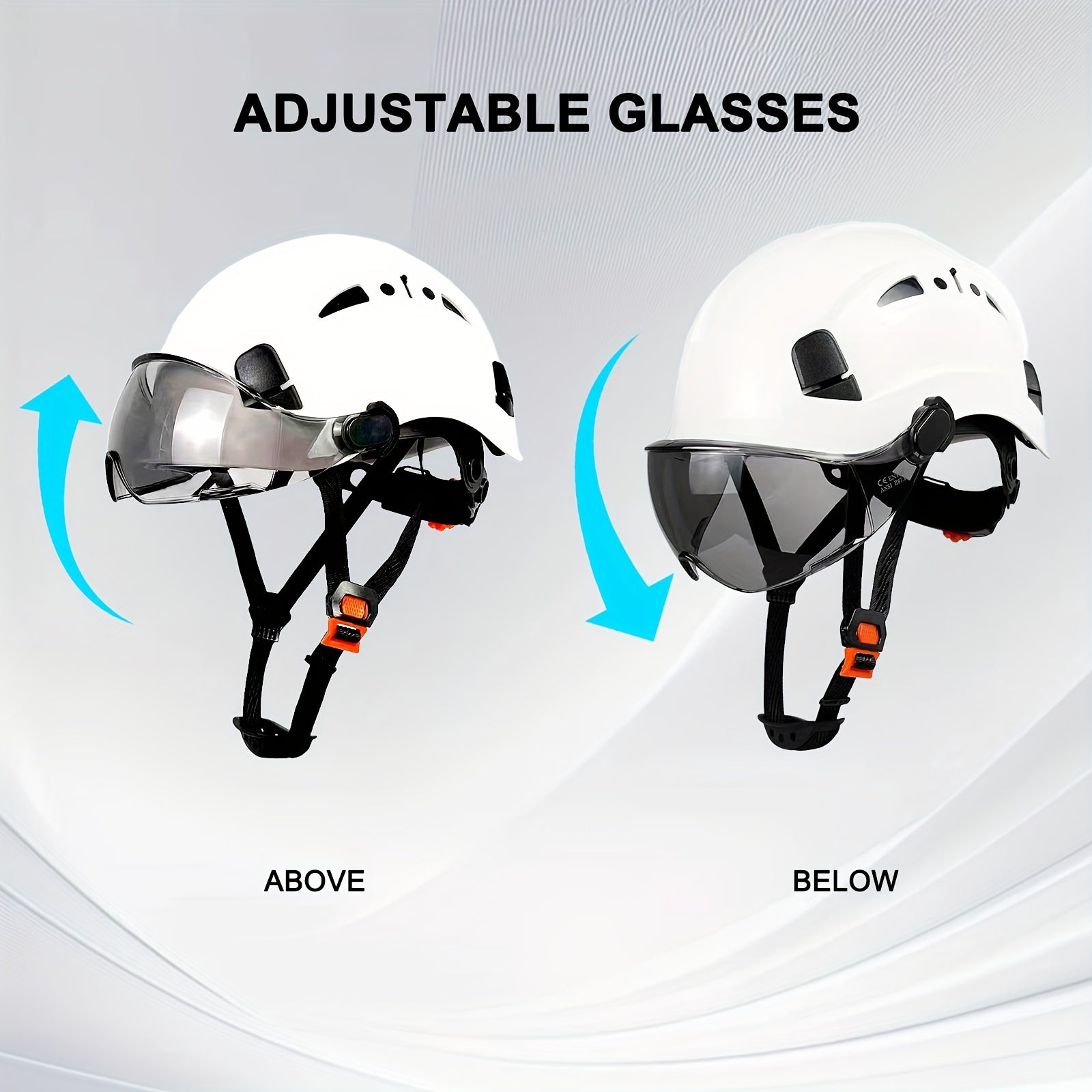 Safety Helmet with Built-in Goggles ABS Hard Hat for Construction Cycling Climbing Adjustable Ventilated