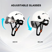 Safety Helmet with Built-in Goggles ABS Hard Hat for Construction Cycling Climbing Adjustable Ventilated