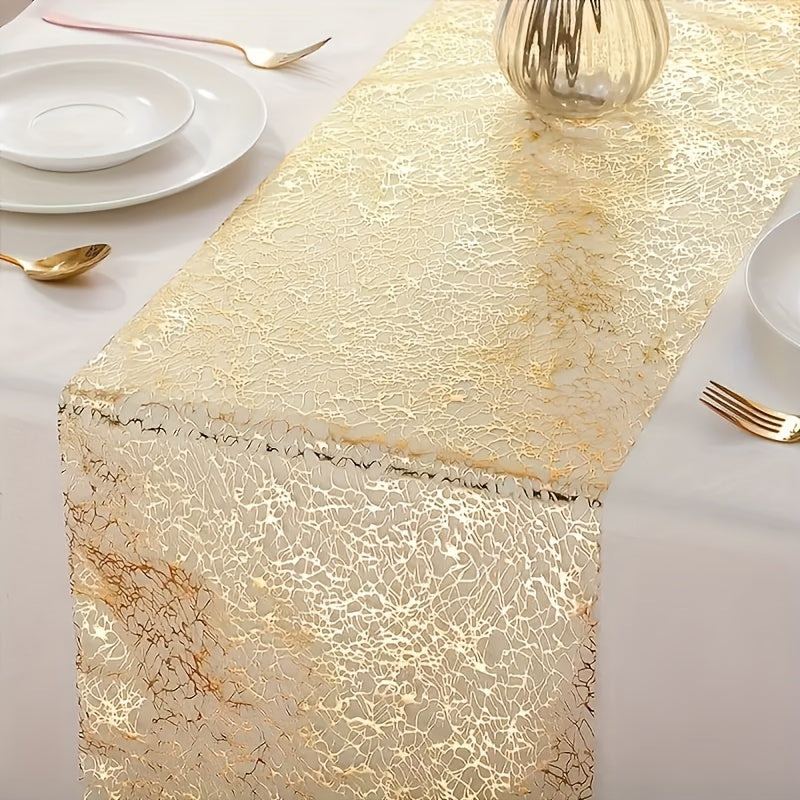Golden Polyester Table Runner for Celebrations 72 Inches Solid Color
