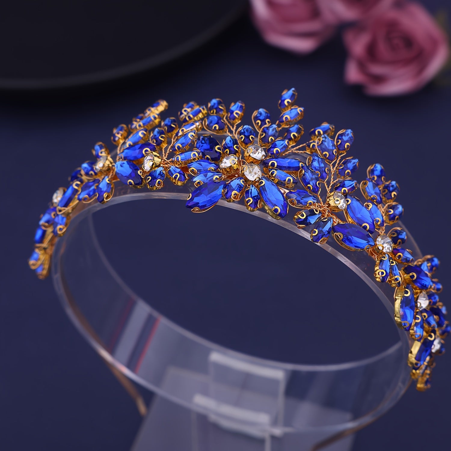 Bridal Headband Crystal Rhinestone Flower Wedding Hair Accessory for Women