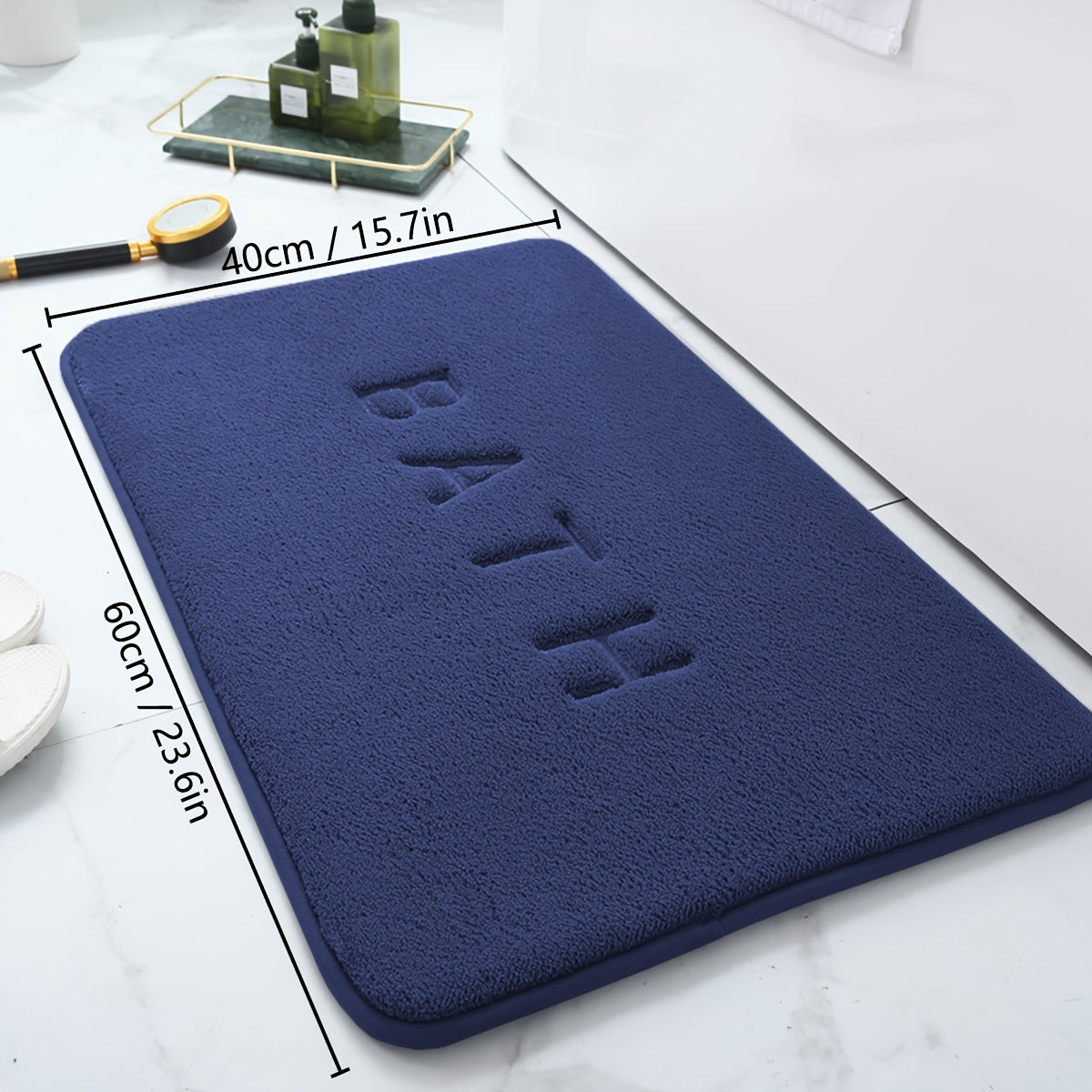 Densely Embroidered Bathroom Mat Non-Slip Polyester Doorway Rug