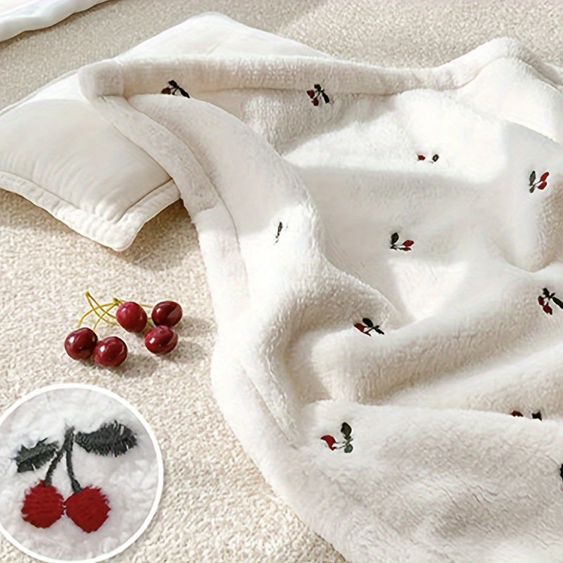 Beige Embroidered Blanket Throw for Warmth and Comfort Versatile Travel Stroller Cover