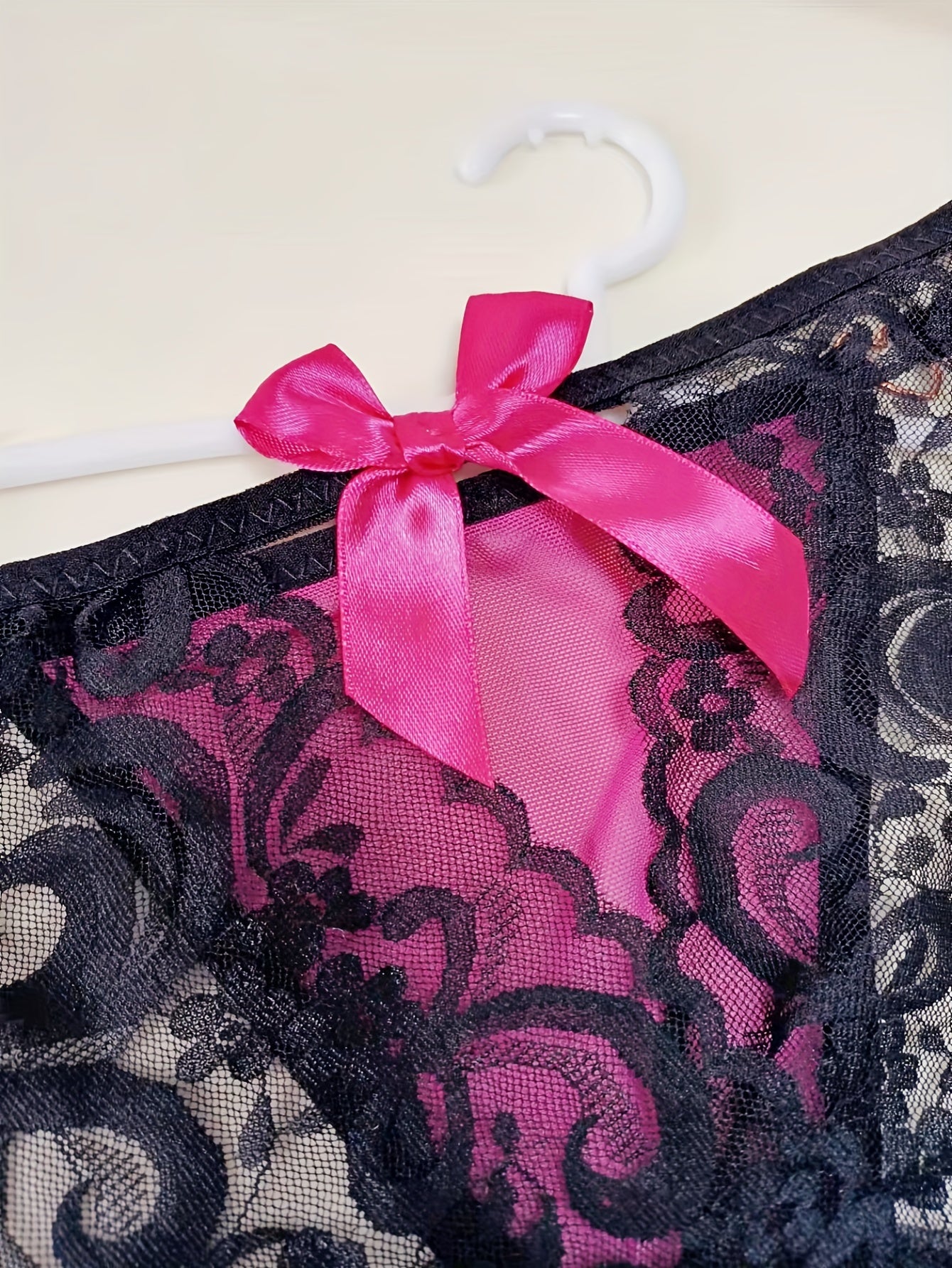 Women’s Colorblock Lace Thongs Open Crotch Panties Sexy Lingerie