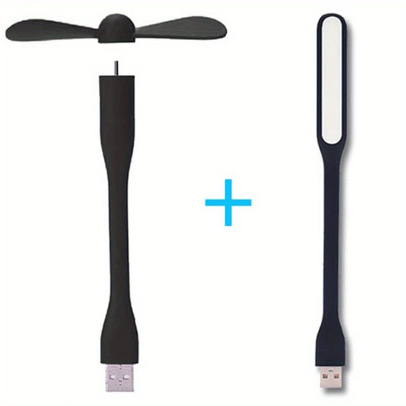 Mini USB Fan with Flexible Bendable Design and LED Light for Cooling and Lighting