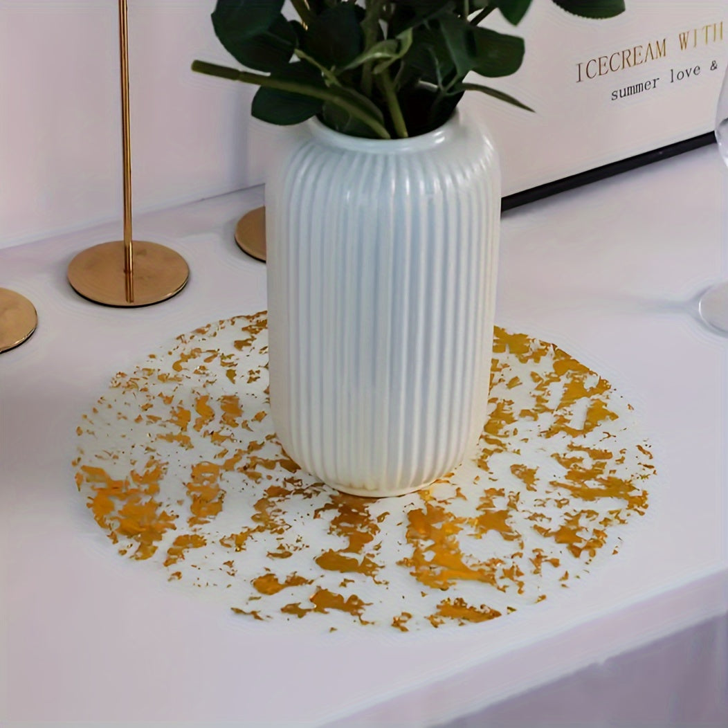 Set of 12 Gold Foil Round Disposable Placemats 33cm for Dining Wedding Party