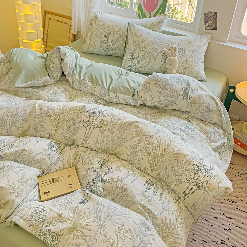 Yumshoq gullar naqshidagi yotoq to'plami, yostiq qoplari bilan birga, nafas oladigan polyesterdan tayyorlangan va zip yopilishi mavjud. Har mavsum uchun mos, yotoqxona va mehmonxonalar uchun mukammal.