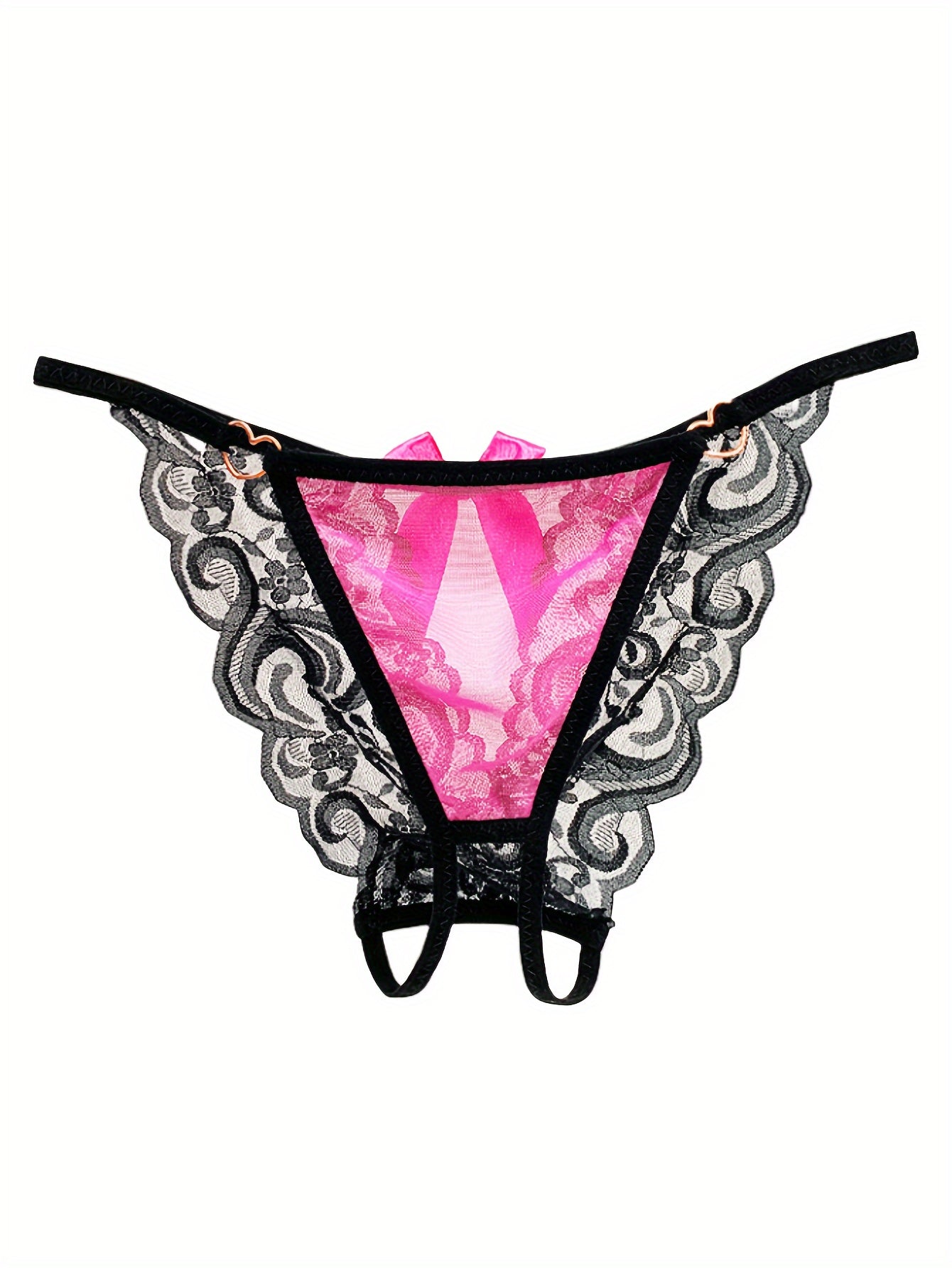 Women’s Colorblock Lace Thongs Open Crotch Panties Sexy Lingerie
