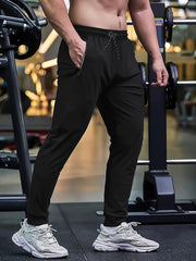 Men's Tapered Joggers Solid Color Polyester Blend Zipper Casual Spring Fall