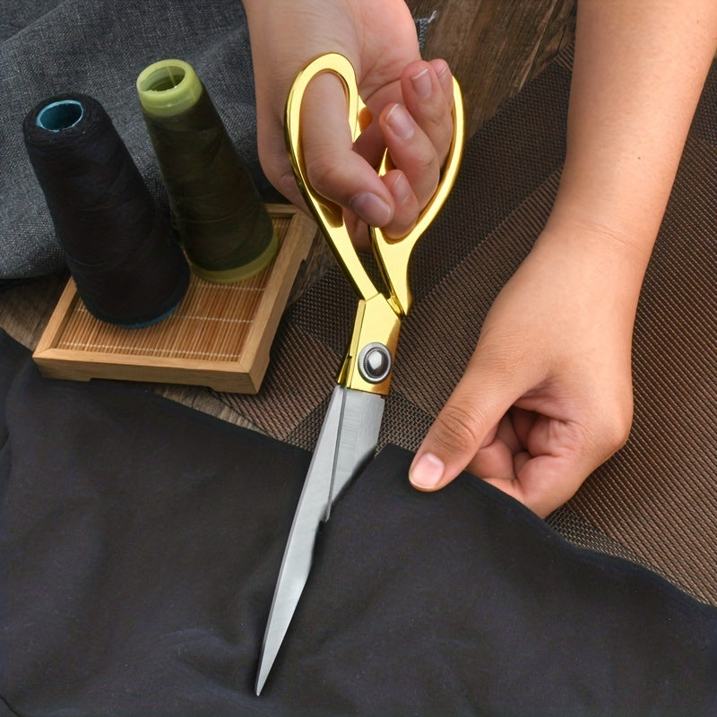 Stainless Steel Tailor Scissors with Gold-Tone Alloy Handle for Sewing Craft Office Home Use
