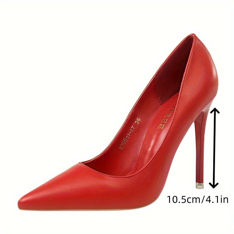 Women's Pointed Toe Stiletto Heels Glossy PU White Platform Pumps