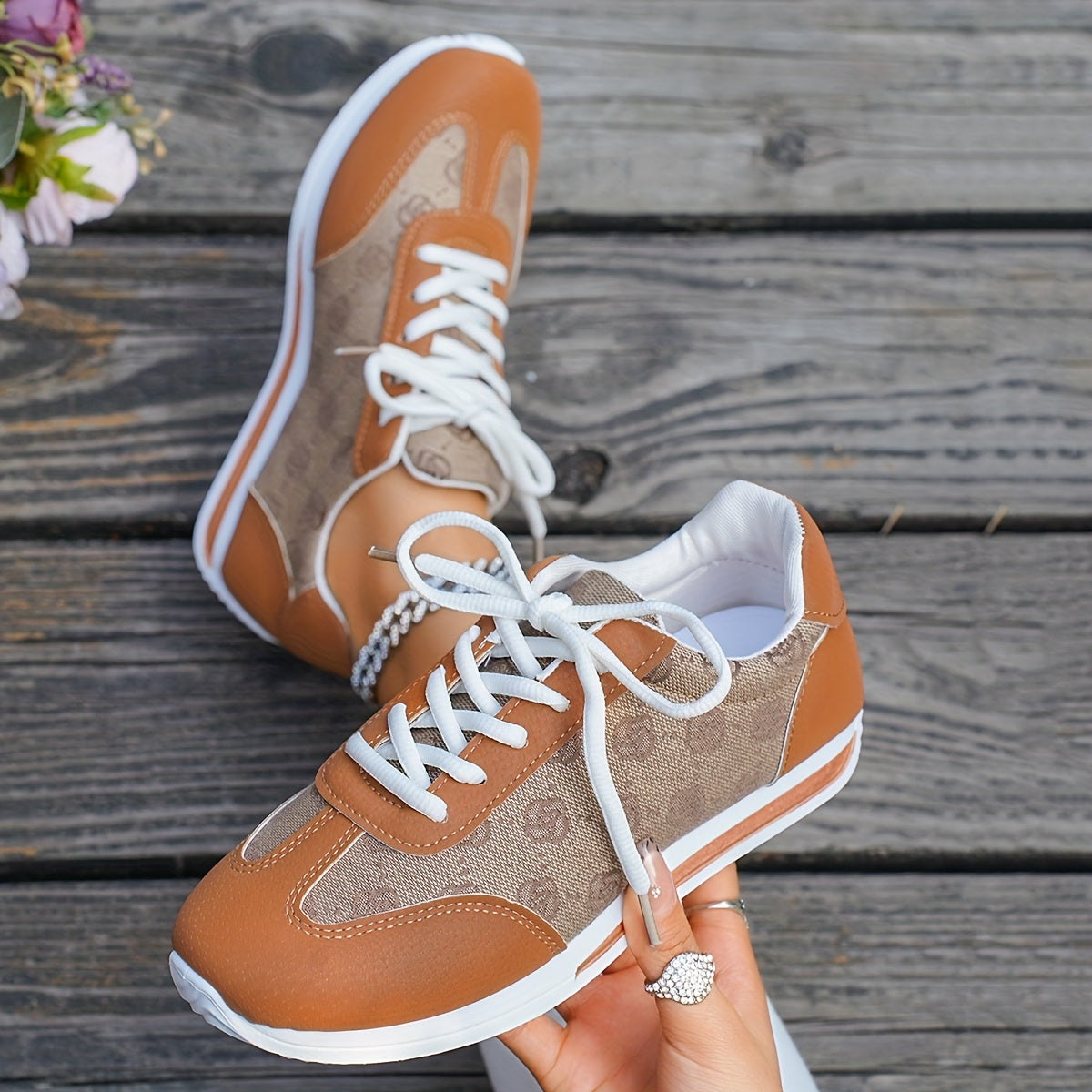 Women's Fashion Sneakers All-Season Low Top Casual Lace-Up Round Toe Rubber Sole