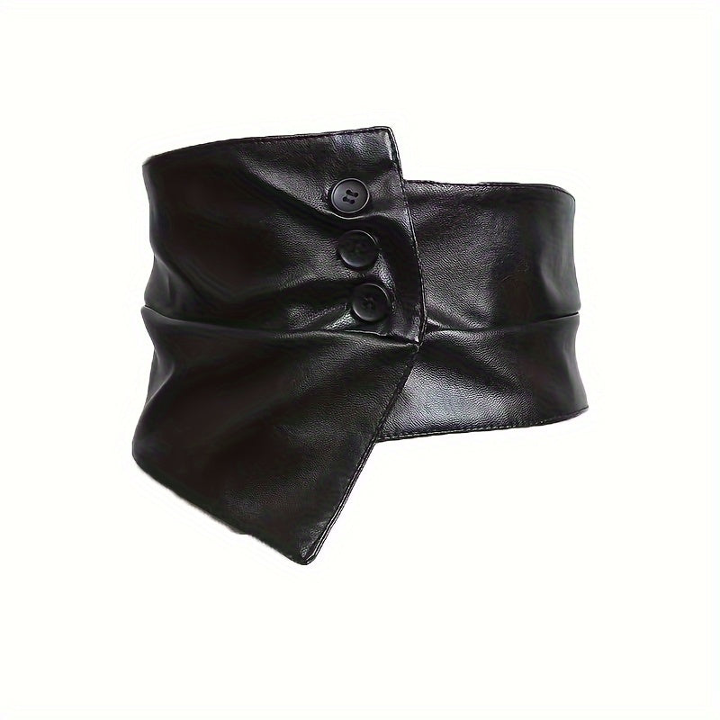 Женский широкий ремень из PU-кожи с черной кнопкой, регулируемый корсетный пояс для повседневной носки