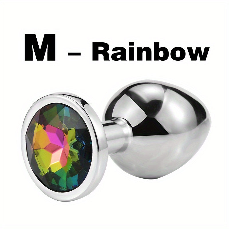 Adult Metal Anal Plug Butt Plug with Gem Base, Couples Sex Toy