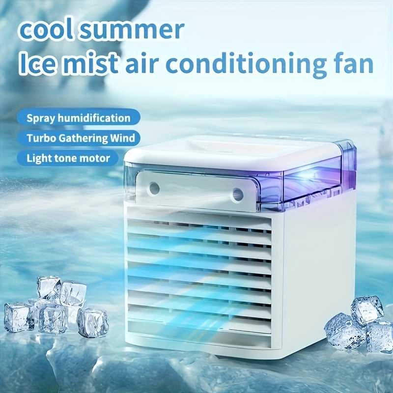 Portable Personal Air Conditioner with Mini Fan Water Tank 7 Colors for Small Rooms Office Kitchen