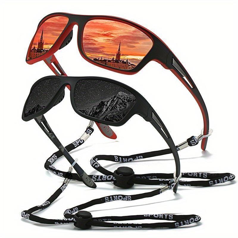 Retro Polarized Sunglasses with Strap for Men and Women for Outdoor Activities Sports Travel Driving Fishing Cycling