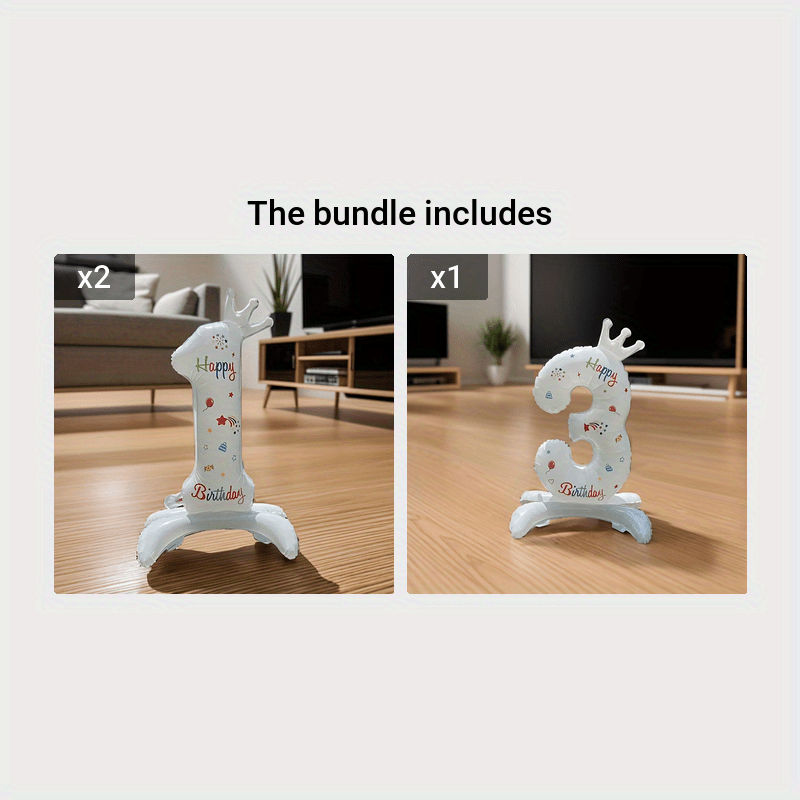 White 32-Inch Crown Number Balloon with Colorful Designs for Birthday Party