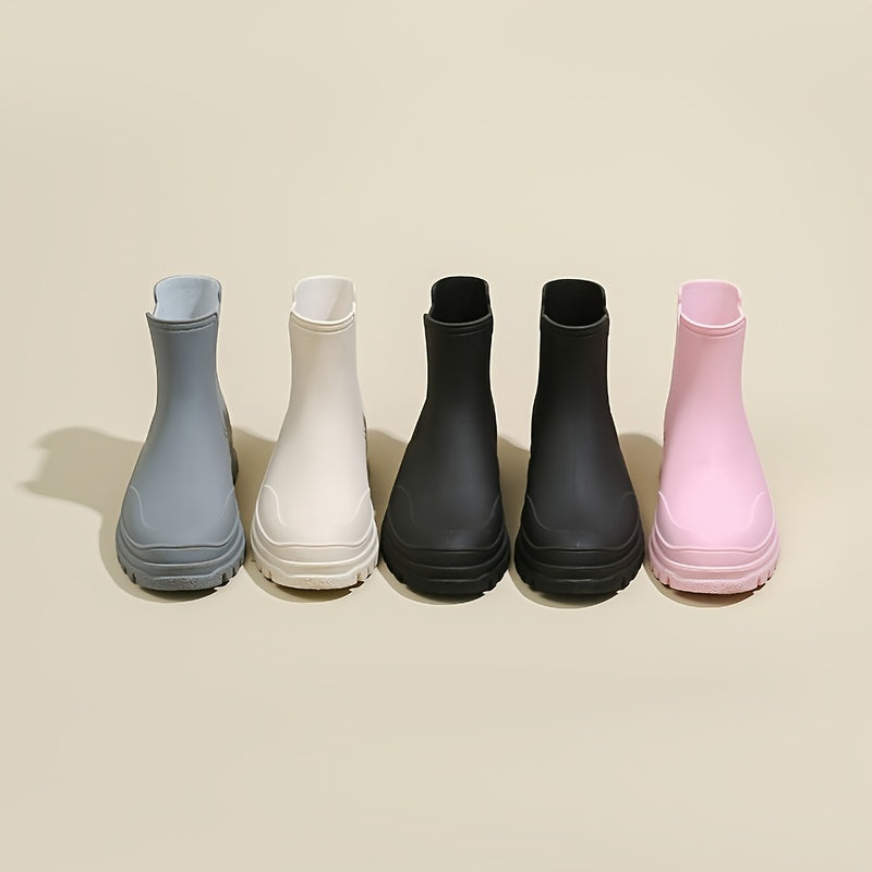 Women's Rubber Ankle Rain Boots Waterproof Slip-On Non-slip Shoes
