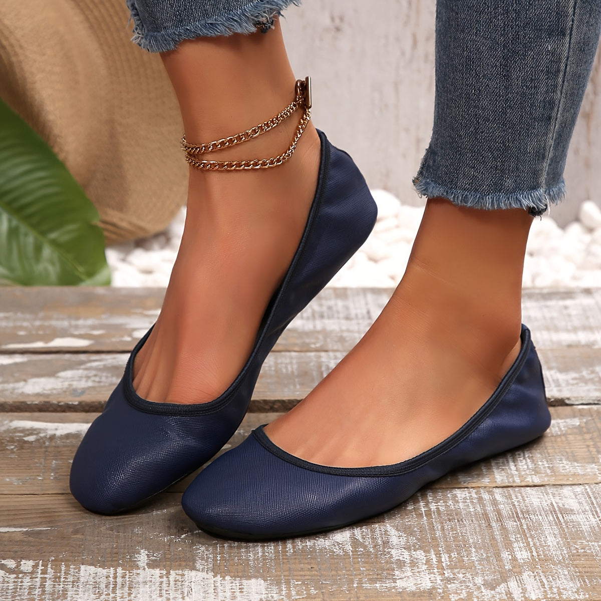 Zapatos de ballet para mujer flexibles antideslizantes sin cordones en blanco, negro, navy y gris