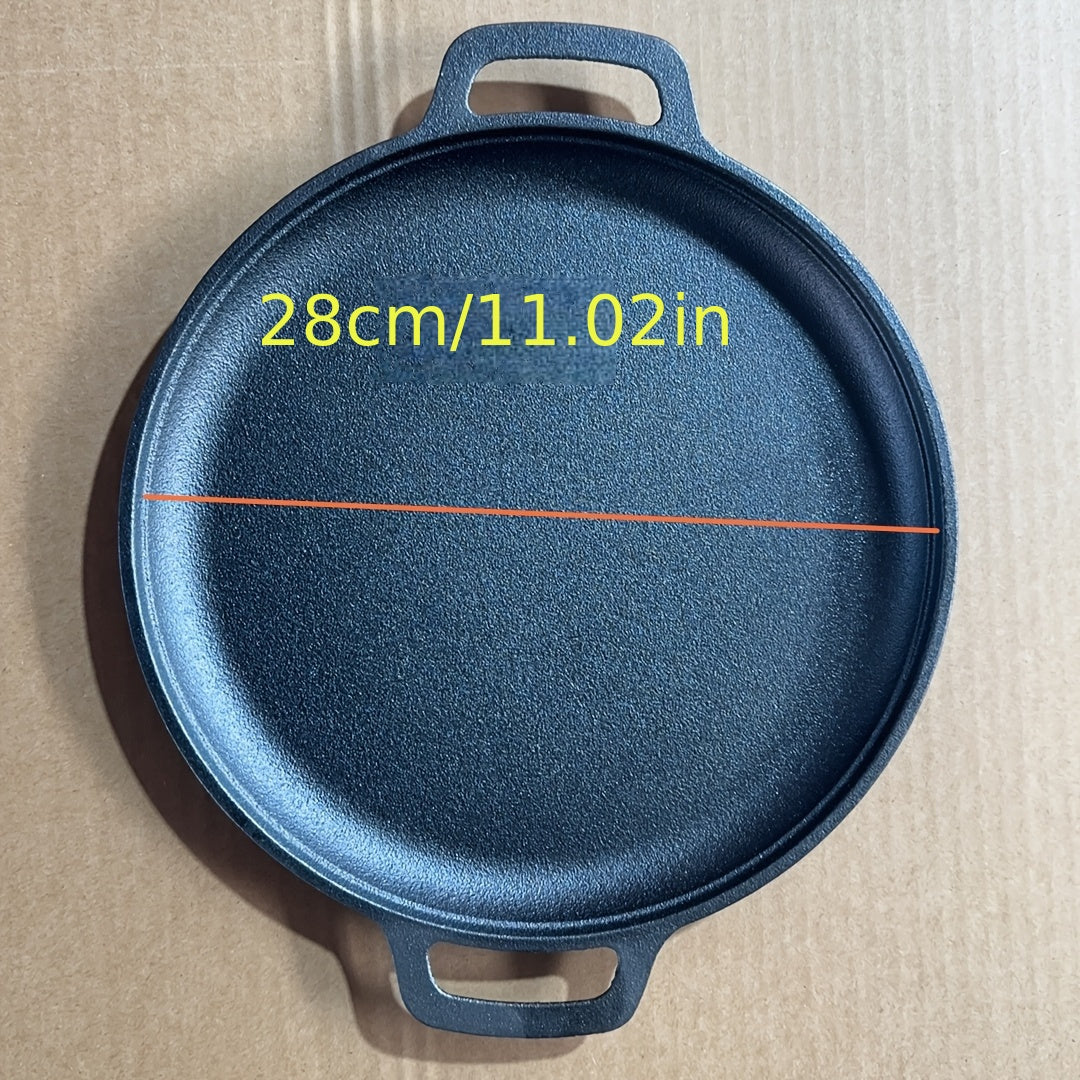 Cast Iron Double-Handled Non-Stick Frying Pan for Pancakes and Crepes